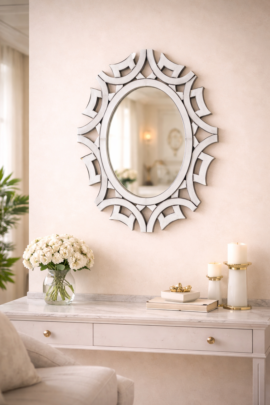 Handmade Silver Glass Decorative Wall Mounted Venetian Mirror Handmade Silver Glass Decorative Wall Mounted Venetian Mirror